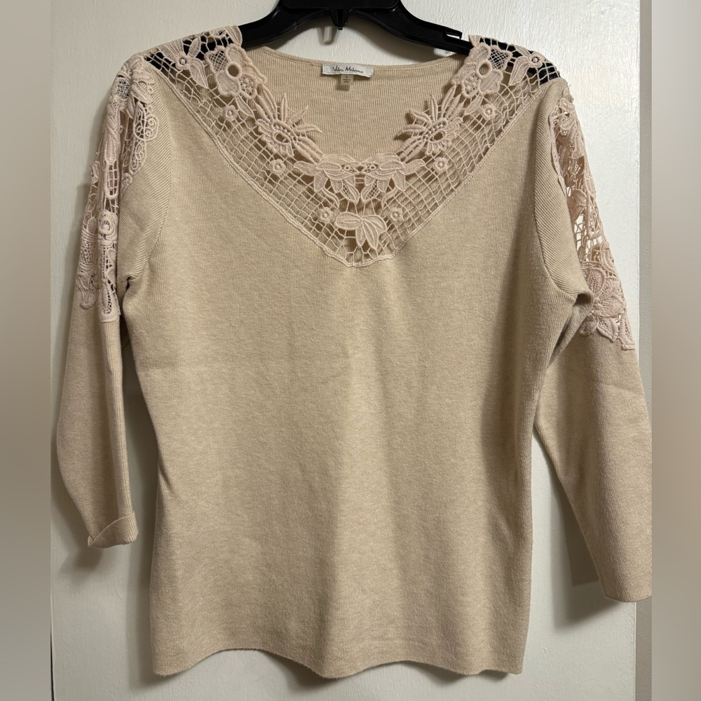 Vila Milano Beige Crochet Blouse